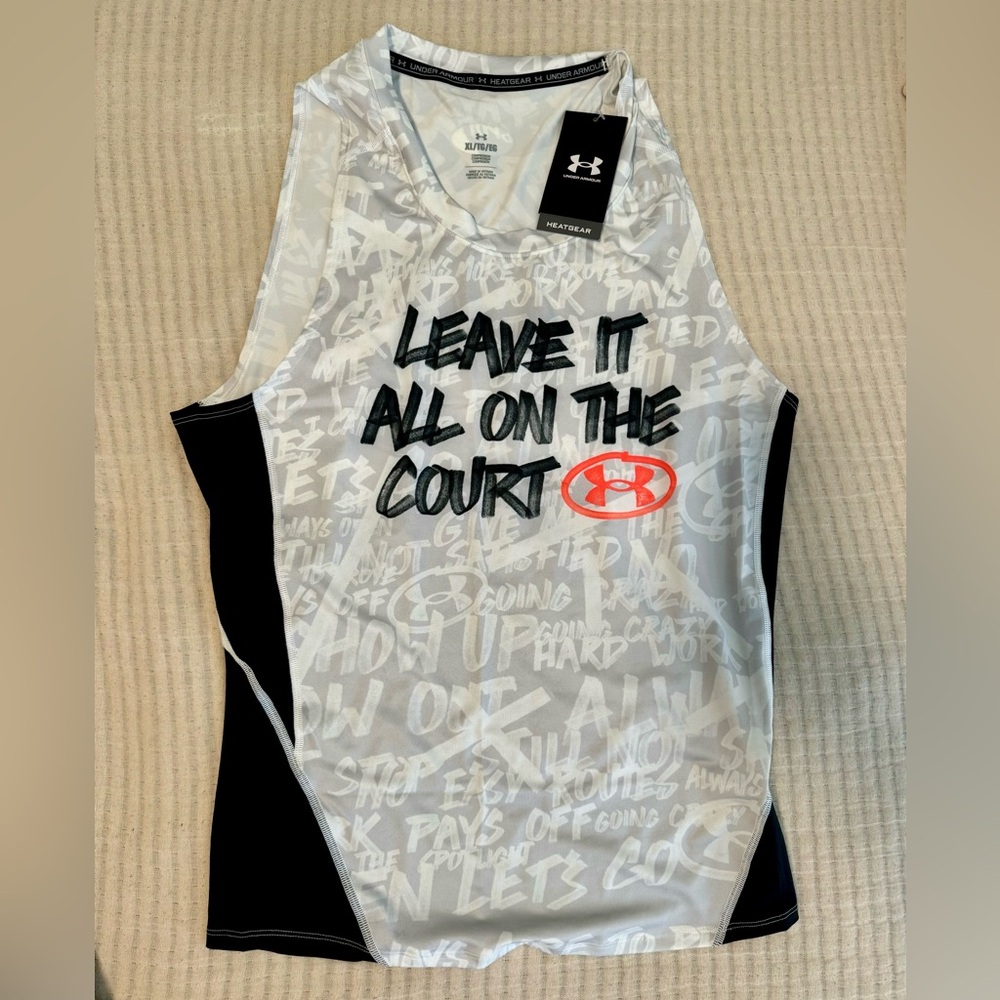 Under Armour Men’s XL Sleeveless Tank Top Black And White. Heat Gear. NWT